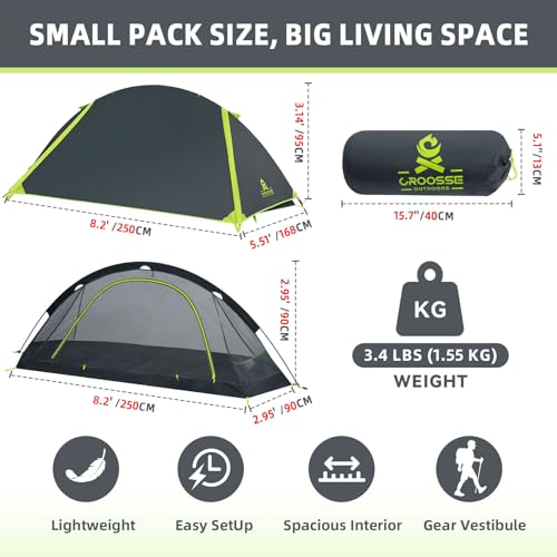 1 Person Backpacking Tent for Camping – Waterproof Windproof Camping Tents, Lightweight Single Pole Tent for Motorcycle, H...