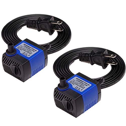 AQUANEAT 2-Pack Small Fountain Pump, 80GPH Submersible Water Pump for Aquarium Fish Tank, Outdoor Water Fountain, Hydropon...
