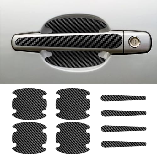8PCS Car Door Handle Scratch Protectors, Carbon Fiber Car Door Handle Bowl Sticker, Universal Auto Doors Handles Paint Gua...