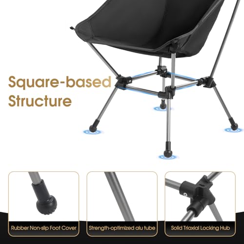 Camptime Portable Camping Chair Plus, Larger & Roomier, Compact and Lightweight, Folding Chair for Backpacking & Hiking, 3...