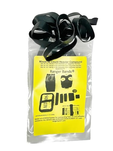 Ranger Bands® 48 Count Mixed Heavier Compound Made from EPDM Rubber for Survival, Emergency Tinder and Strapping Gear Made...