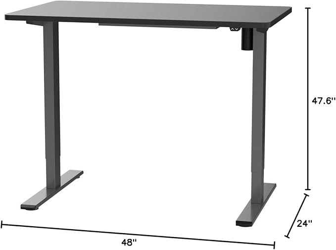 FLEXISPOT EN1 One-Piece Electric Standing Desk 48 x 24 Inches Seamless Seamless Desktop Height Adjustable Desk Stand Up Desks for Home Office (Silver Frame + Black Top, 2 Packages)