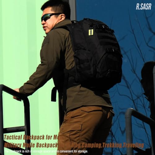 R.SASR 35L motorcycle backpack, black tactical backpack, Military Backpack (2.0 black)