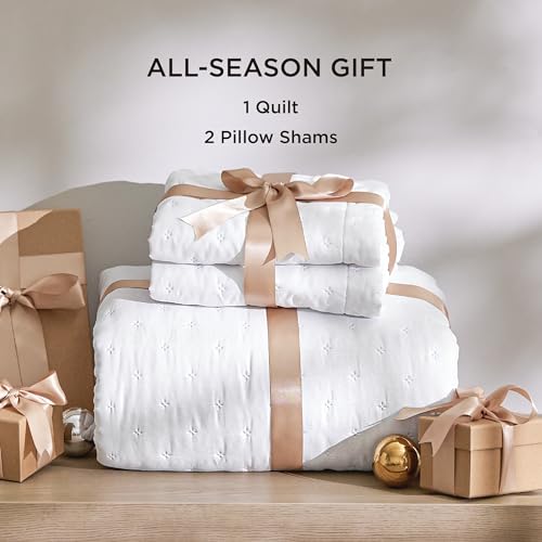 Bedsure Quilts Queen Size - Ultra Soft Quilt Bedding, White Bedspread Queen Size for Modern Bedroom, Lightweight All-Seaso...