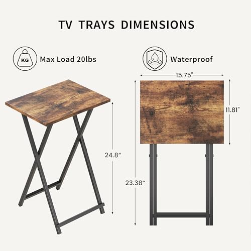 Acovy Foldable TV Trays, Small Folding Table, TV Trays Set of 2, TV Dinner Tray, Side Table for Bed, Couch, Portable Easy ...