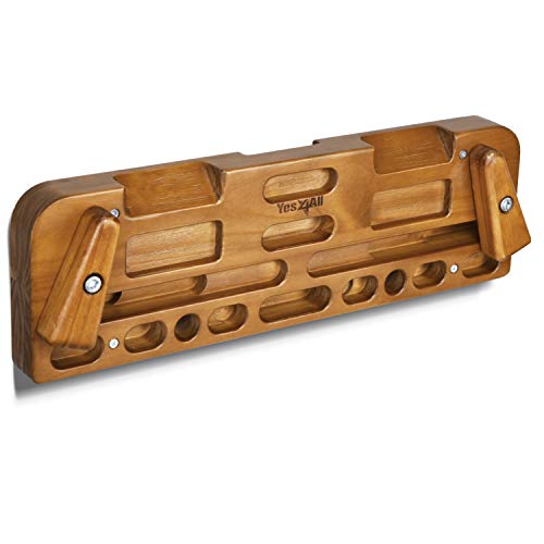Yes4All Wooden Hang Board/Climbing Board for Doorway - Hand Strengthener Equipment for Training Finger, Grip and Pull Up