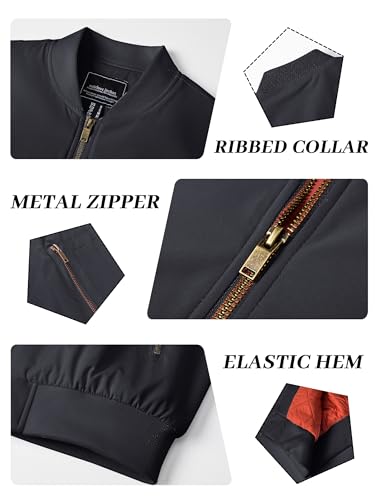 KEFITEVD Bomber Jacket Men Winter Coats Full Zip Windbreaker Mens Jackets Casual Work Coats