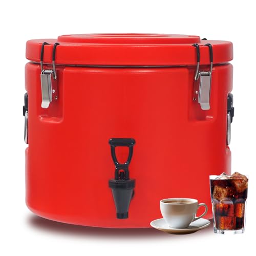 Insulated Beverage Dispenser Ice Chest Bucket,5 Gallon-Thermal Hot and Cold Drink Server Dispenser with 304 Stainless Stee...