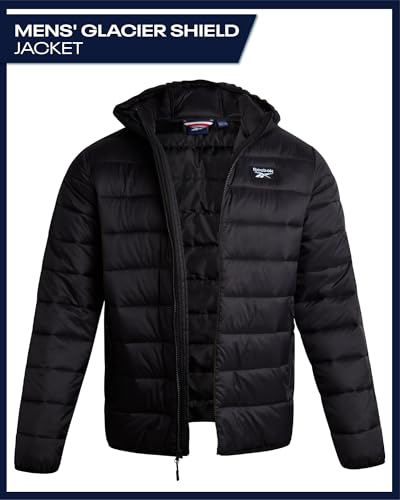 Reebok Mens Puffer Jacket - Lightweight Quilted Glacier Shield Plus Size Puffer Jackets for Men - Insulated Mens Winter Coats