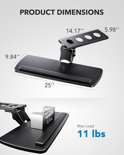 HUANUO Keyboard Tray Under Desk, 360 Adjustable Ergonomic Sliding Keyboard & Mouse Tray, Under Desk Keyboard Tray Slide Ou...