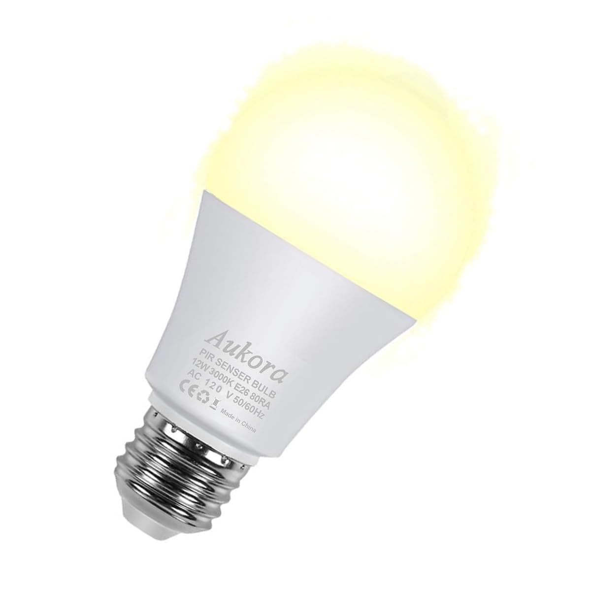 Motion Sensor Light Bulbs, Aukora 12W (100-Watt Equivalent) E26 Motion Activated Dusk to Dawn Security Light Bulb Outdoor/Indoor for Front Door Porch Garage Basement Hallway Closet(Warm White 1 Pack)