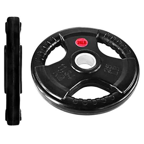 Fitvids Olympic 2-Inch Cast Iron Plate Weight Plate for Strength Training and Weightlifting, Rubber Coated Style, 25LB Pair