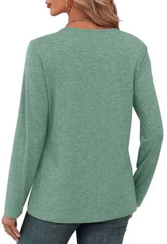 XIEERDUO Long Sleeve Shirts for Women V Neck Fall Tops Basic Tunic Tops Loose Fit Dressy 2025