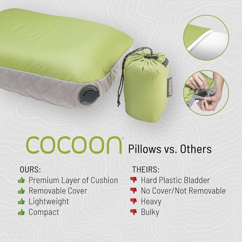 COCOON- Premium - Ultralight Inflatable AirCore Shaped Pillow - Washable Travel Air Pillows for Camping, Hiking, Backpacki...