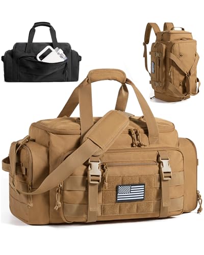 BAGSMART Tactical Gym Bag for Men, 22L Duffle Bag for Travel with Shoe Compartment, 4 in 1 Personal Item Tactical Backpack...