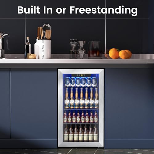 Electactic Mini Fridge 130 Can Beverage Refrigerator Cooler, 3.2 Cu.Ft Drink Fridge forSoda Wine Beer, Digital Temperature...