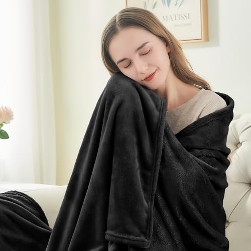 BEDELITE Fleece Blanket Black Throw Blankets for Couch & Bed, Luxury Plush Cozy Fuzzy Blanket 50x60 inches, Super Soft War...