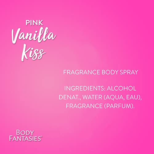 BODY FANTASIES SIGNATURE Fragrance Body Spray, Pink Vanilla Kiss Fantasy, 8 Fluid Ounce (BF44) (Pack of 2)
