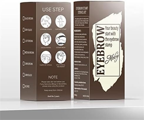 Eyebrow Stamp Stencil Kit - One-Step Eyebrow Stencil with 24 Reusable Thin & Thick Stencils, Long-Lasting Waterproof & Smudge-Proof Brow Stamp for Perfect Eye Makeup (Dark Black)