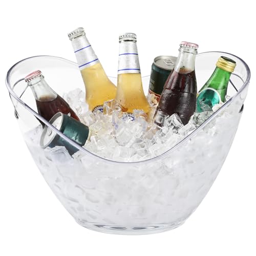Large 8L Party Beverage Bucket, Acrylic Ice Bucket for Cocktail Bar, Cooler for Champagne, Red Wine or Beer, Food Grade, S...