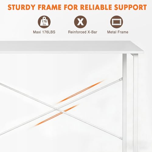 Sweetcrispy Computer Small Desk, 32 Inch Office Writing Work Study Student Home Bedroom Table with Metal Frame Wooden Tabl...