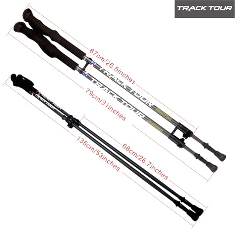 Carbon Fiber Trekking Poles Ultra Lightweight Hiking Poles Walking Sticks with Cork and EVA Foam Grips Quick Adjustable Fl...