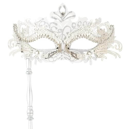 Hoshin Masquerade Mask with Stick, Mardi Gras Deecorations Venetian Masks for Womens