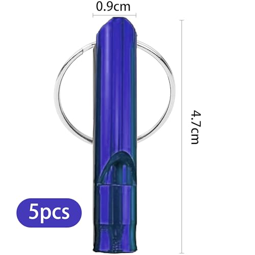 Set of 5 Extra Loud Whistles for Camping Hiking Hunting Outdoors Sports and Emergency Situations, Sturdy but Light Alumini...