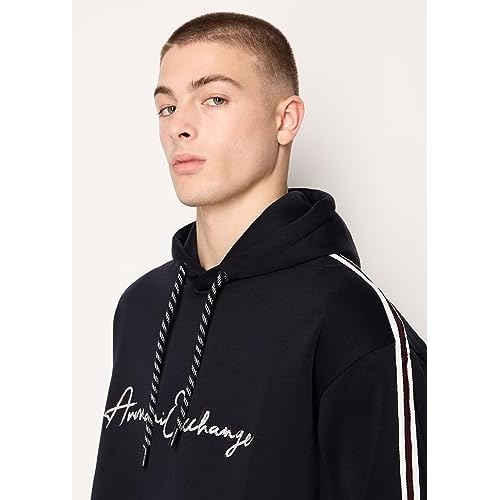 Armani Exchange Men's Bonded Cotton Signature Logo Hoodie Sweatshirt