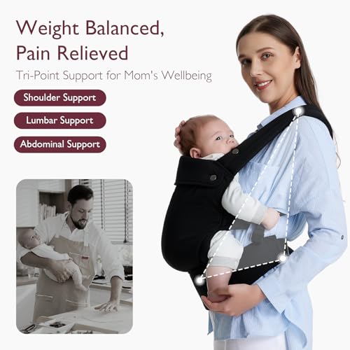 Momcozy Baby Carrier - Ergonomic, Cozy and Lightweight Carrier for 7-45lbs, Effortless to Put On, Ideal for Hands-Free Par...