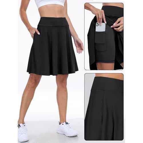 ANRABESS Knee Length Skorts Skirts for Women 2025 Summer High Waisted Golf Tennis Skirt Casual Travel Built-in Shorts Clothes