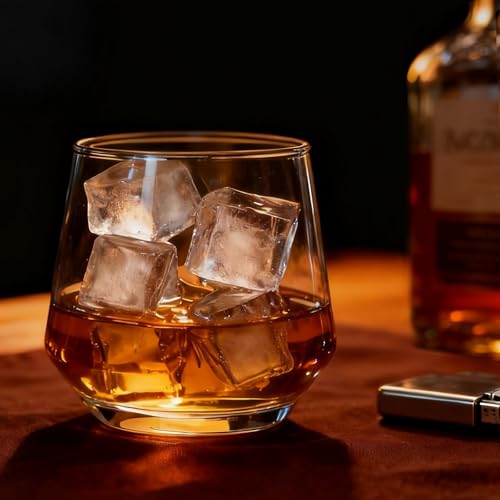 Cadamada Drinking Glasses Set, 4 Highball Glasses 18 oz & 4 Stemless Rocks Glasses 13 oz,Glass Cups,Glassware Sets for Coc...