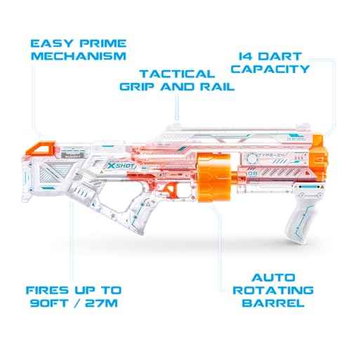 XSHOT Skins Last Stand Ghost Blaster by ZURU with 16 Darts, Slam Fire Action, Air Pocket Dart Technology, Toy Foam Blaster for Kids, Teens and Adults (Ghost)