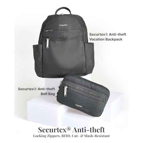 Securtex¢ç Anti-theft Vacation Travel Backpack 10x13" Slash-Resistant Nylon Daypack w/RFID, Charcoal
