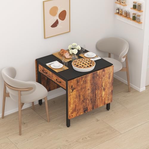 NAIYUFA Folding Dining Table,Dining Room Table with Drawers,Industrial Extendable Table for 6-8 People,for Dining Room,Liv...