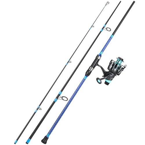 Sougayilang 3 Piece Baitfeeder Combo Surf Fishing Rod Combo Medium/Heavy Travel Spinning Rod with 4000 Size Reel (9'/10'/1...