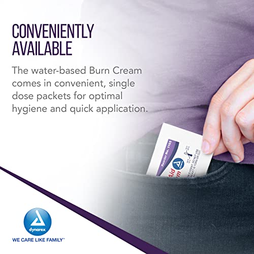 Dynarex First Aid Burn Cream - Burn Ointment For Minor Cuts, Wounds, Burns - Single Dose Water-Based Formula with Benzalko...
