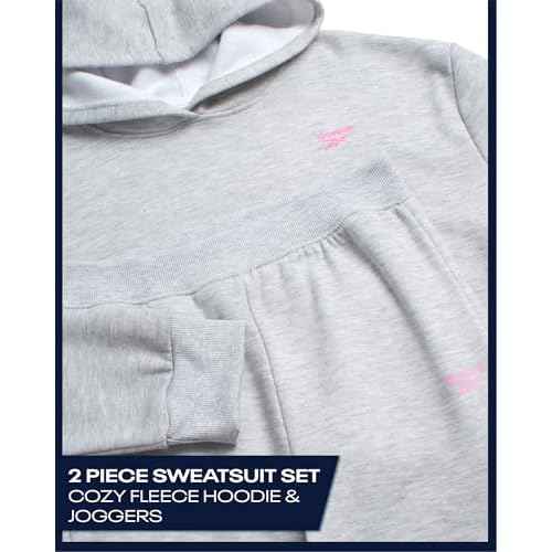 Reebok Girls Sweatsuit Set - 2 Piece Soft Long Sleeve Hoodie Sweatshirt and Sweatpants for Girls - Athletic Sweatsuit