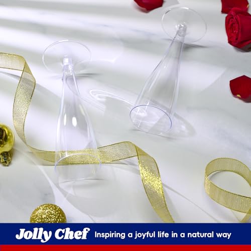 JOLLY CHEF 100 Pack Plastic Champagne Flutes Disposable 4.5 oz Clear Plastic Champagne Glasses Suitable for Wedding, Thank...