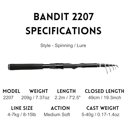 Whistytwig Compact Telescopic Fishing Rod - Versatile Retractable Pole for Fresh & Saltwater, Portable Fishing Rod, Ideal ...