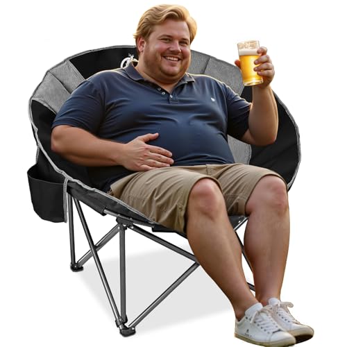 Northroad XXL Camping Moon Chair,Oversized Round Chair,Folding Padded Saucer w/Side Pocket,500lbs Capacity for Outdoor Hik...