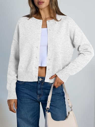 Trendy Queen Cropped Cardigan Sweaters for Women Lightweight Y2k Fall Outfits Spring Fashion Clothes 2026