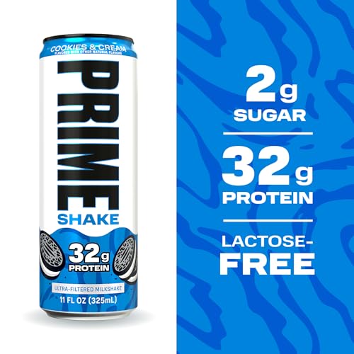 PRIME Protein Shake, Cookies & Cream, 32g Protein for Muscle Support & Recovery, Ultra-Filtered Milk, Lactose Free, Low Su...
