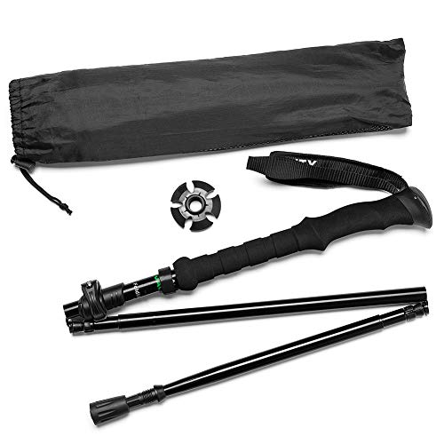 Travel Folding Trekking Hiking Pole with Carrying Case,Collapsible Cane Adjustable Walking Stick Portable Mobility Aid for...