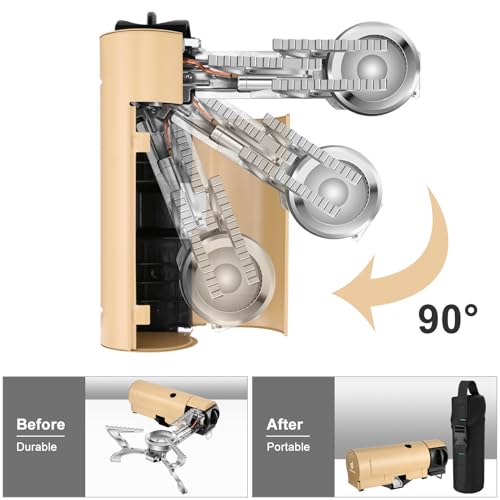 Odoland Portable Camping Stove Butane 1400W Gas Stove Collapsible Backpacking Stove for Indoor Outdoor Cooking Hiking and ...
