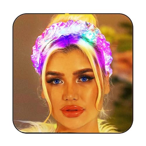 GORTIN Light up Headband LED Neon Headpiece Mardi Gras Rave Costume Hair Accessories for Women