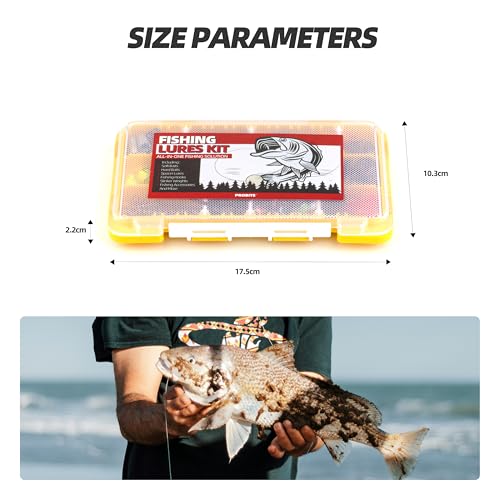 PROBITE Fishing Tackle Box Set – Lure Kit for Freshwater & Saltwater, Crankbaits, Spinnerbaits, Soft Plastics, Jigs, Weigh...