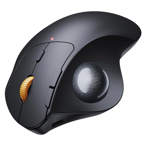 ProtoArc Wireless Trackball Mouse, EM04 Ergonomic Bluetooth Rollerball Rechargeable Computer Laptop Thumb Control Mouse, C...