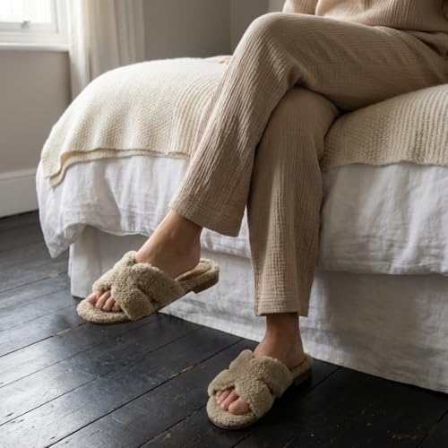 CUSHIONAIRE Women's Visa cozy slide sandal +Memory Foam, Wide Widths Available