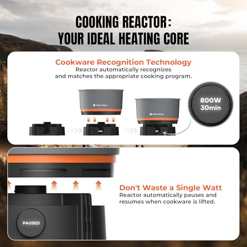 Stoke Voltaics Nomad Cooking System, Electric Camping Stove 200-1000W with Pan & Pot, 120V Portable Outdoor Cooking Gear S...